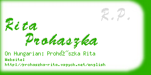 rita prohaszka business card